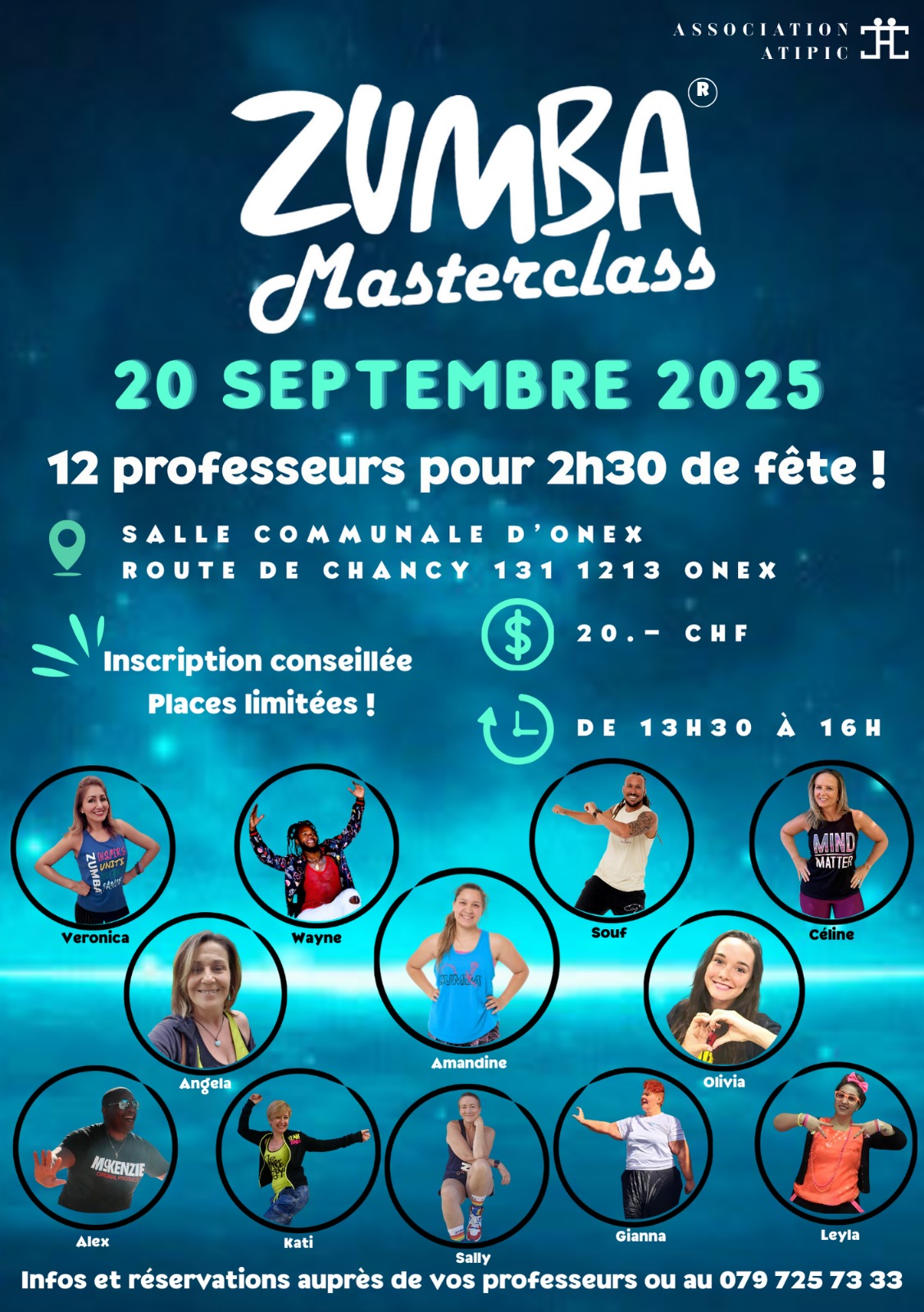 Affiche – ZUMBA Masterclass, 20 septembre 2025, Salle communale d'Onex